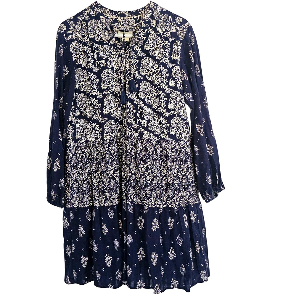 Maeve Anthropologie Carlita Tiered Tunic Dress‎ Small Floral Bohemian Boho Mini